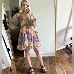 Zimmerman Carnaby Frill Billow Mini Dress, Floral 100% Silk Tiered, Size 0 (4)